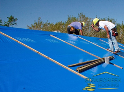 temporary roof tarp installs