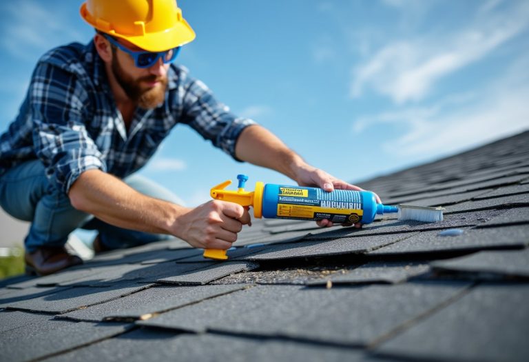 Roofer Applying Sealant