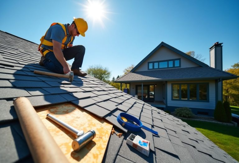 Roofer Working On A Sunny Day