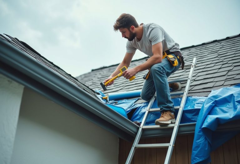 A Homeowner Performing Temporary Fix