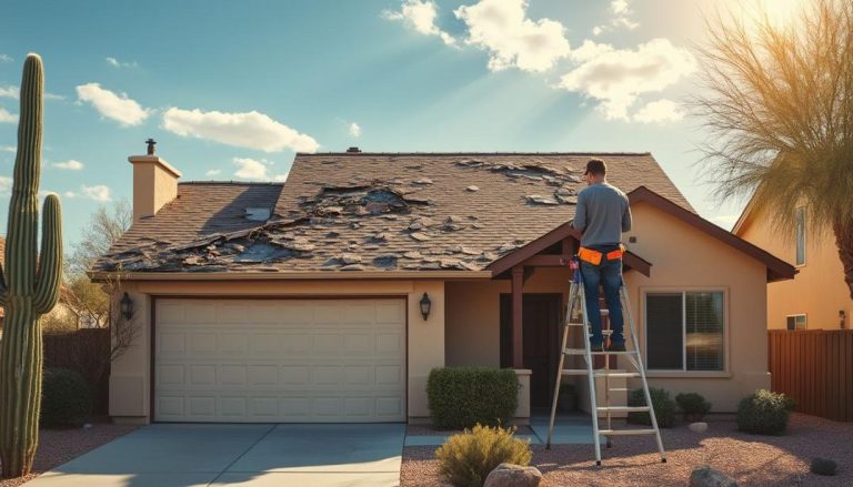 Inspecting damaged shingles—one of the ‘Top Signs Your Tucson Roof Needs to be Replaced’ for long-term protection.
